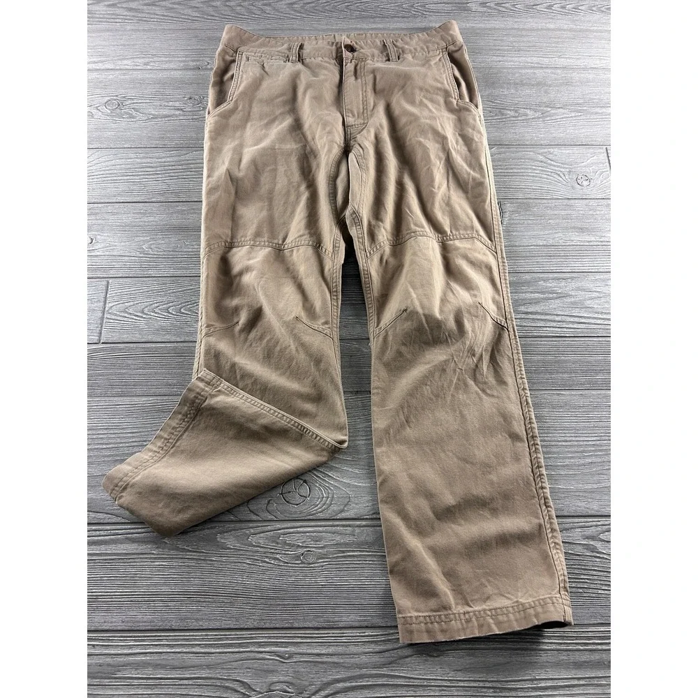 Stio Rivet Canvas Pants Mens 32x32 Tan Brown Stretch Articulated Knee Outdoor